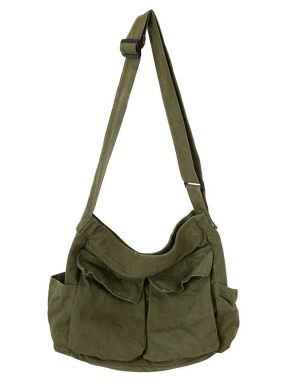 Canvas Messenger Crossbody Bag Fits Laptop School Work Adjustable Strap